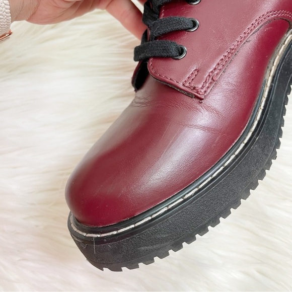 Steve Madden Madden Girl Kurrt Lace-Up Combat Boots in Burgundy Faux Leather - Picture 8 of 8